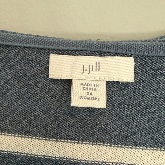 J. Jill Blue and White striped hooded sweater - Picture 2 of 5